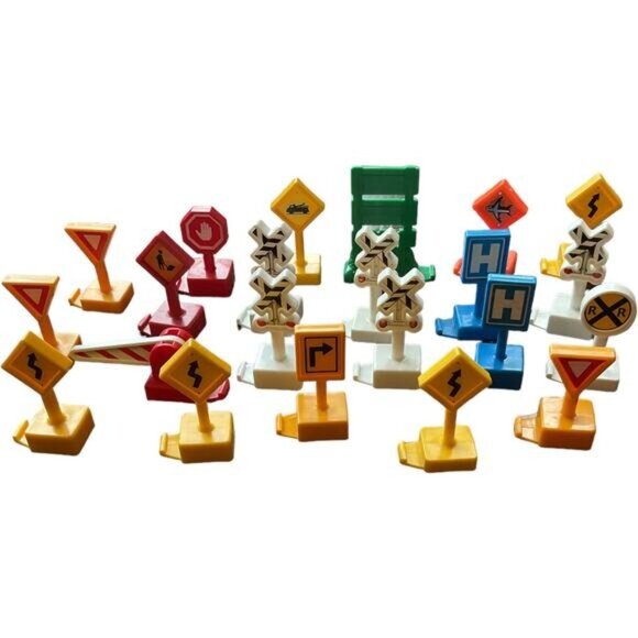 Mattel Fisher Price Geotrax Train Direction Signs Set Of 22 Bright Colors - Picture 6 of 9